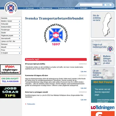 www.transport.se startsida 2010