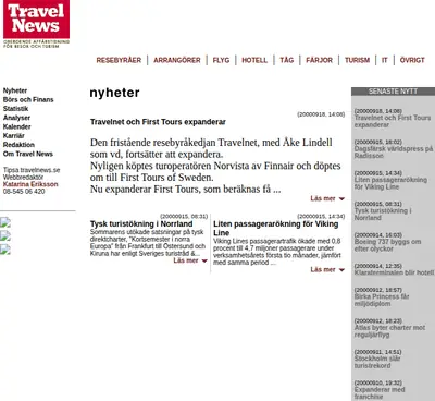 www.travelnews.se startsida 2000