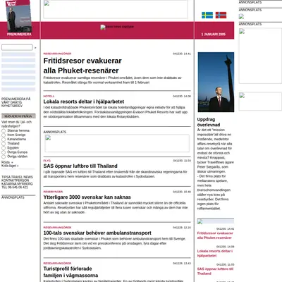 www.travelnews.se startsida 2005