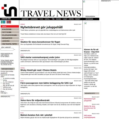www.travelnews.se startsida 2006