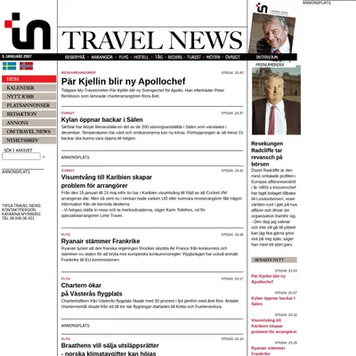 www.travelnews.se startsida 2007