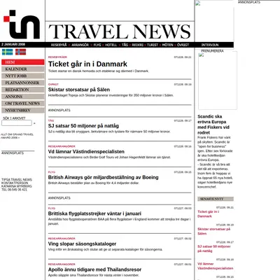 www.travelnews.se startsida 2008
