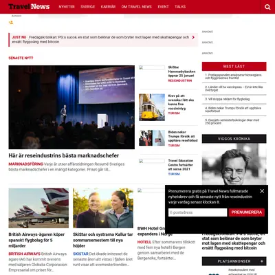 www.travelnews.se startsida 2021