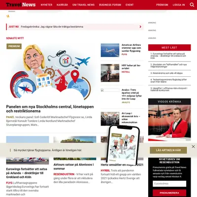 www.travelnews.se startsida 2022