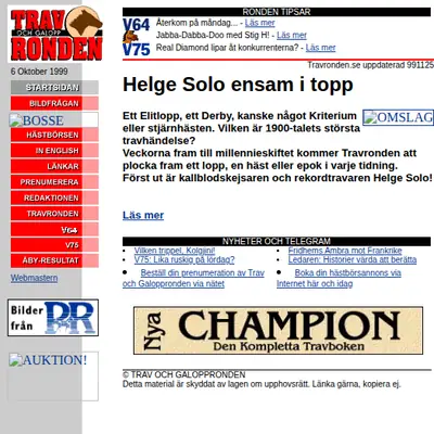 Travronden startsida 1999