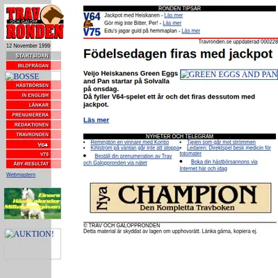 Travronden startsida 2000