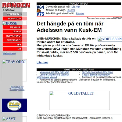 Travronden startsida 2002
