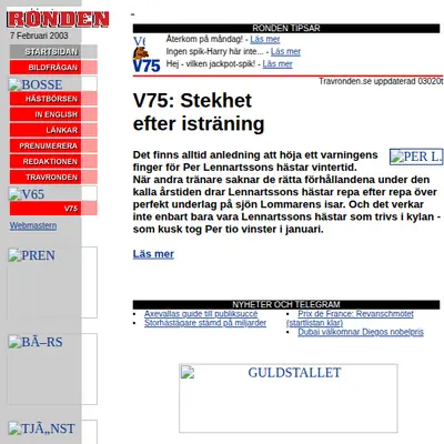 Travronden startsida 2003