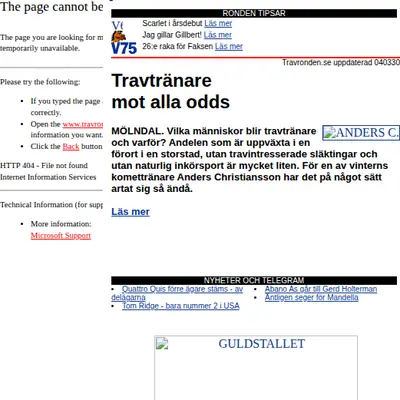 Travronden startsida 2004