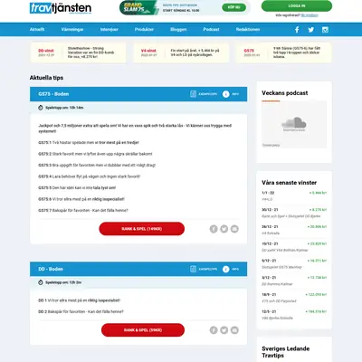 Nyhetsbrev från Travtjänsten startsida 2022