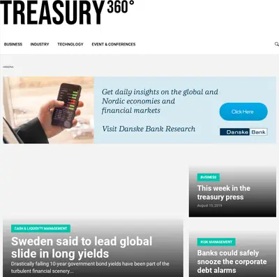 Treasury 360°, treasury360.net startsida 2019