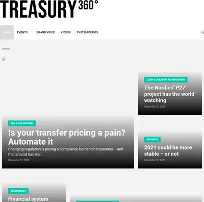 Treasury 360°, treasury360.net startsida 2021