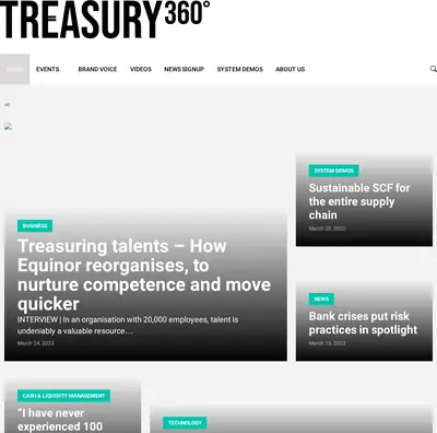 Treasury 360°, treasury360.net startsida 2023