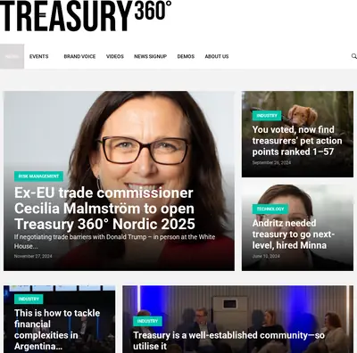 Treasury 360°, treasury360.net startsida 2025