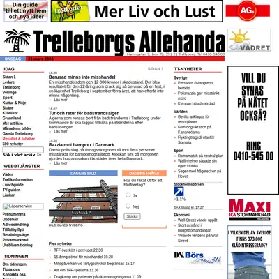 Trelleborgs Allehanda startsida 2004