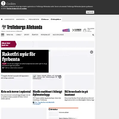 Trelleborgs Allehanda startsida 2016