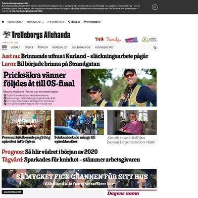 Trelleborgs Allehanda startsida 2020