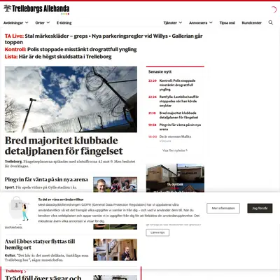 Trelleborgs Allehanda startsida 2022
