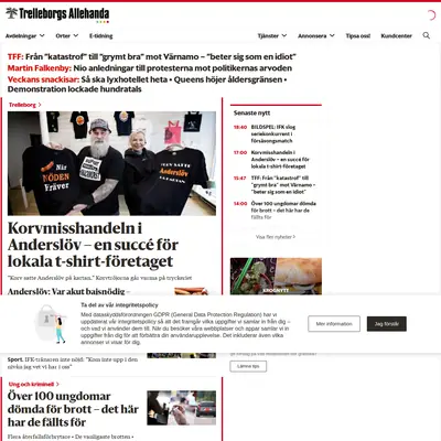 Trelleborgs Allehanda startsida 2023
