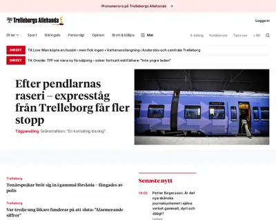 Trelleborgs Allehanda startsida 2025