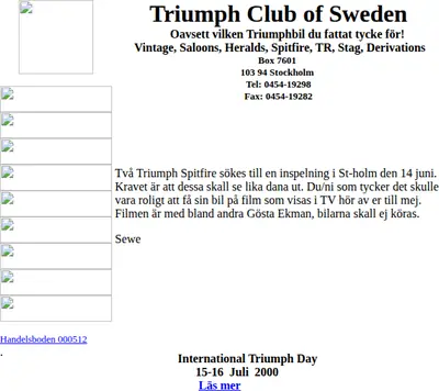 www.triumphclub.se startsida 2000