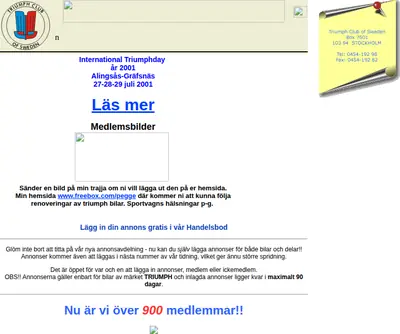 www.triumphclub.se startsida 2001
