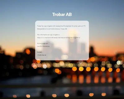 trobar.se startsida 2018