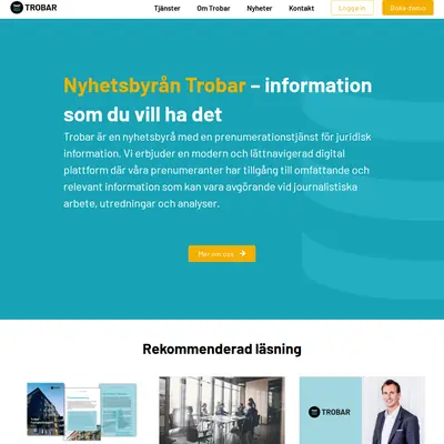 trobar.se startsida 2024