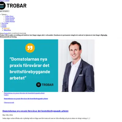 trobar.se startsida 2026