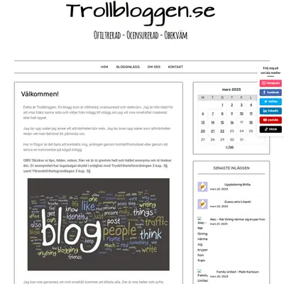 trollbloggen.se startsida 2023