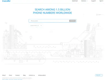 Truecaller.com startsida 2015