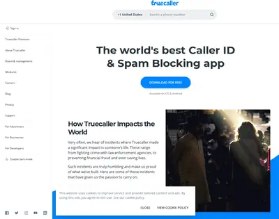Truecaller.com startsida 2020