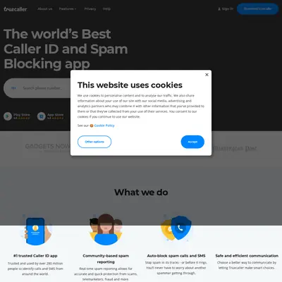 Truecaller.com startsida 2022