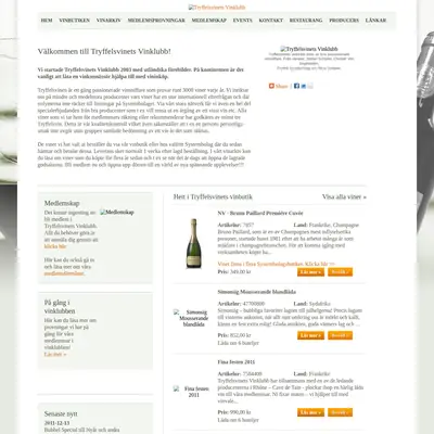Tryffelsvinets Nyhetsbrev startsida 2012