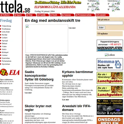 www.ela.2stad.se startsida 2004