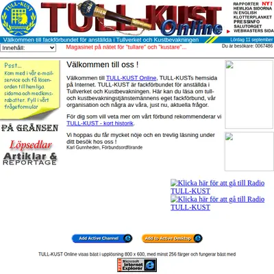 Tull-Kust, tullkust.se startsida 1999