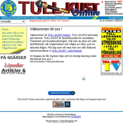 Tull-Kust, tullkust.se startsida 2000