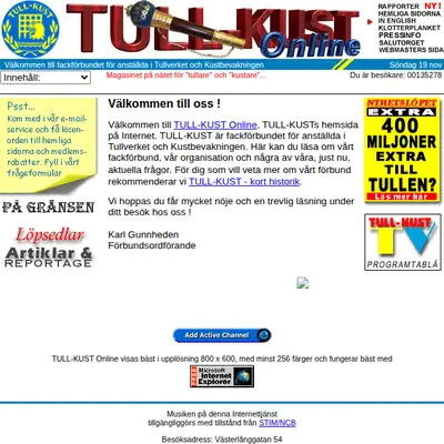 Tull-Kust, tullkust.se startsida 2001