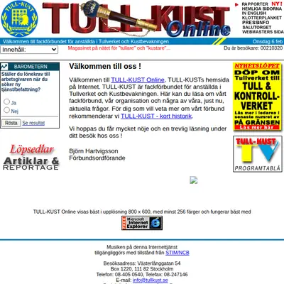 Tull-Kust, tullkust.se startsida 2002