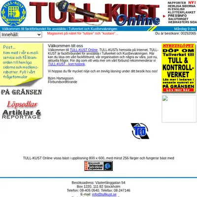 Tull-Kust, tullkust.se startsida 2003