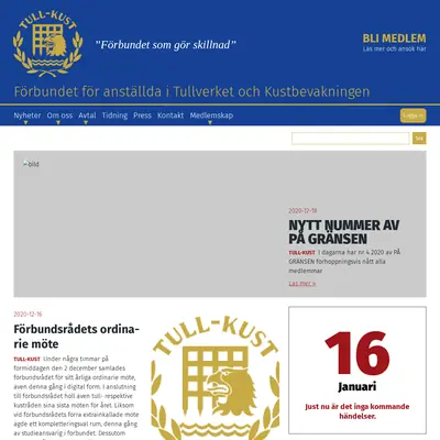 Tull-Kust, tullkust.se startsida 2021