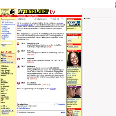 Aftonbladet TV startsida 2003