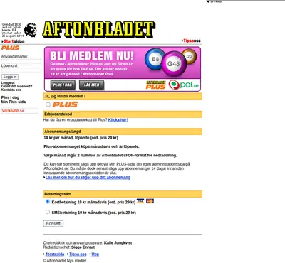 Aftonbladet TV startsida 2006