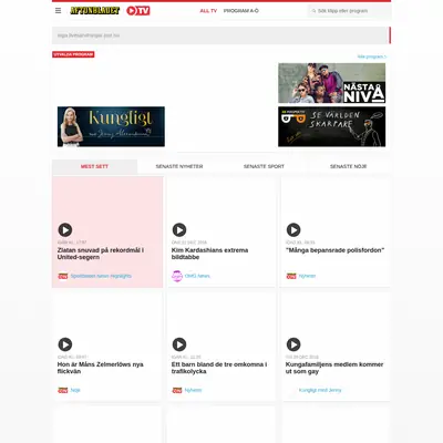 Aftonbladet TV startsida 2017