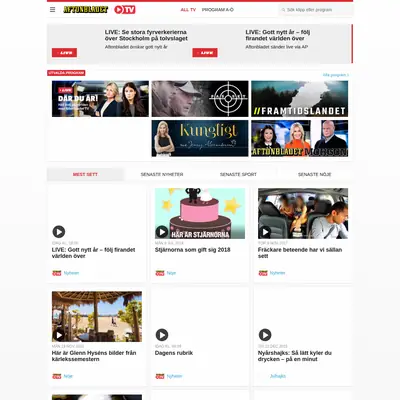 Aftonbladet TV startsida 2019