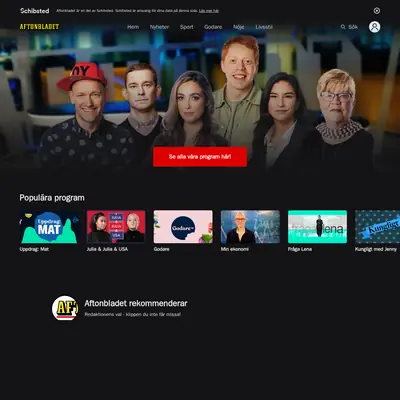 Aftonbladet TV startsida 2021