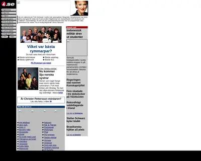 TV4 startsida 1998
