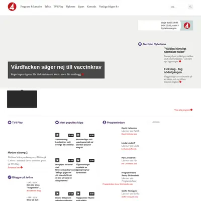 TV4 startsida 2018