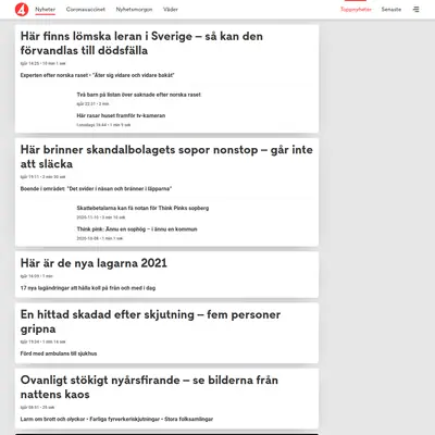 TV4 startsida 2021