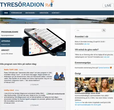 SD Tyresö närradio startsida 2015